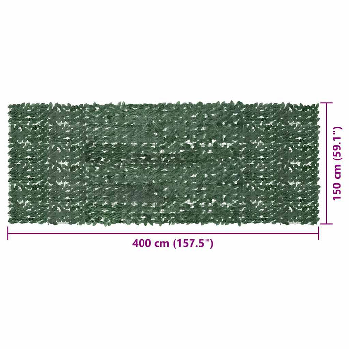 altanafskærmning 400x150 cm mørkegrønne blade