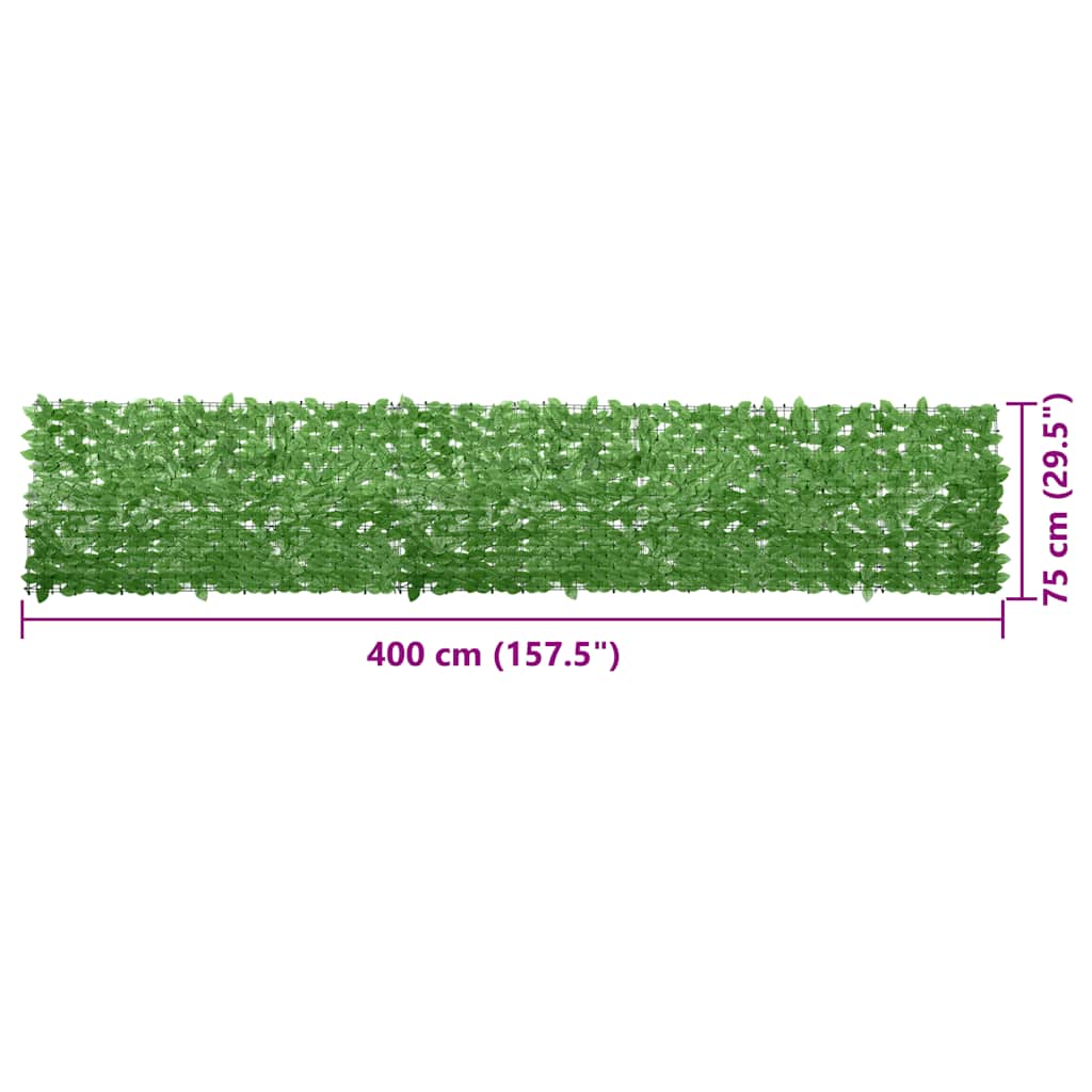 altanafskærmning 400x75 cm grønne blade