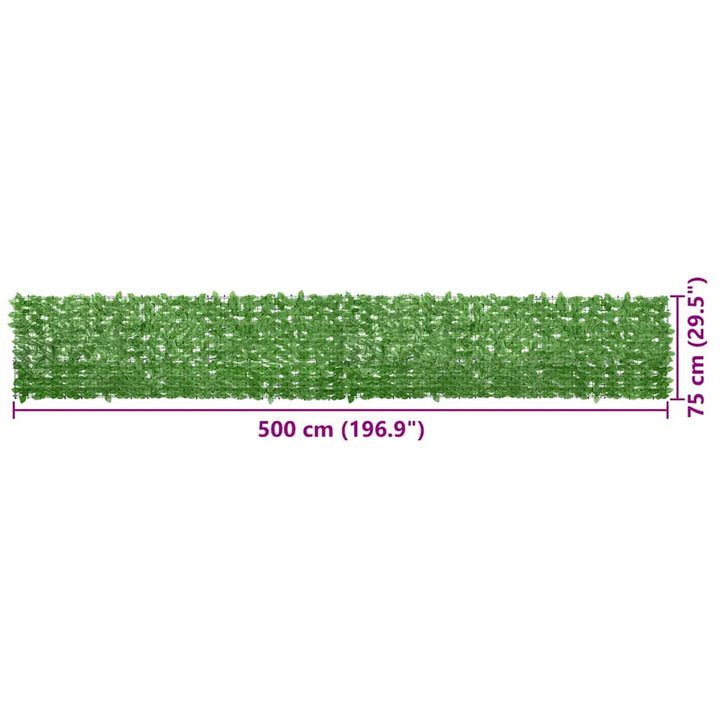 altanafskærmning 500x75 cm grønne blade