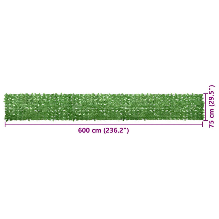 altanafskærmning 600x75 cm grønne blade