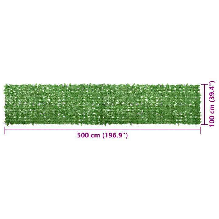 altanafskærmning 500x100 cm grønne blade