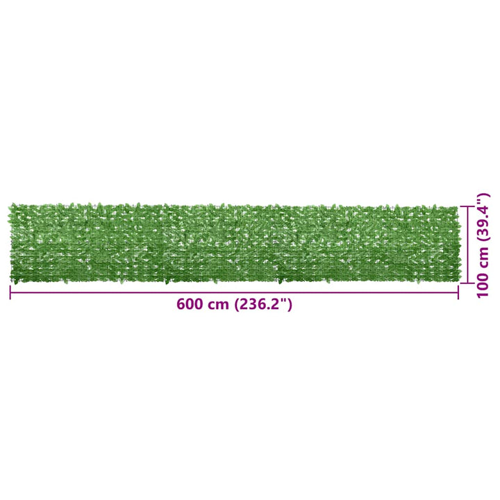 altanafskærmning 600x100 cm grønne blade
