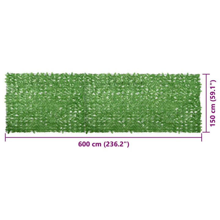 altanafskærmning 600x150 cm grønne blade
