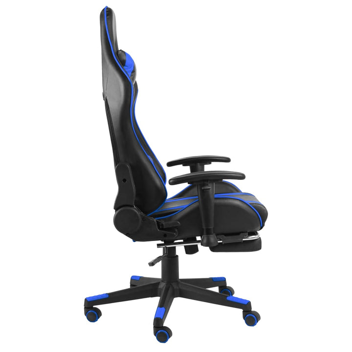 drejelig gamingstol med fodstøtte PVC blå