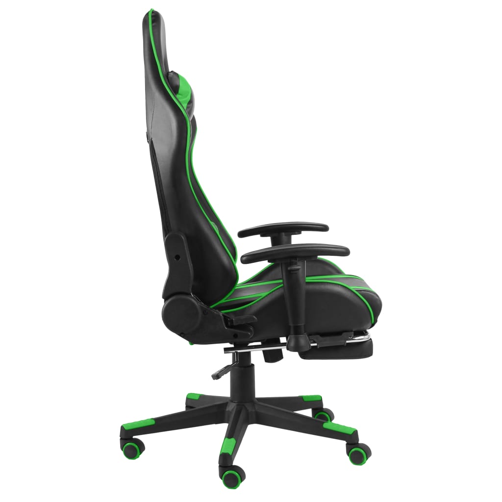 drejelig gamingstol med fodstøtte PVC grøn