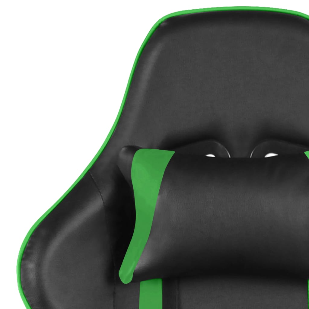 drejelig gamingstol med fodstøtte PVC grøn