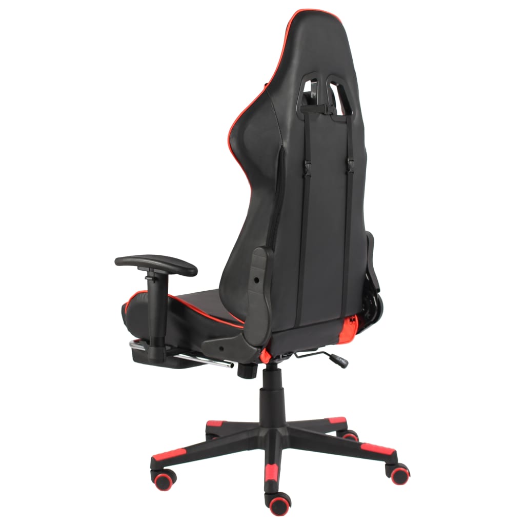 drejelig gamingstol med fodstøtte PVC rød