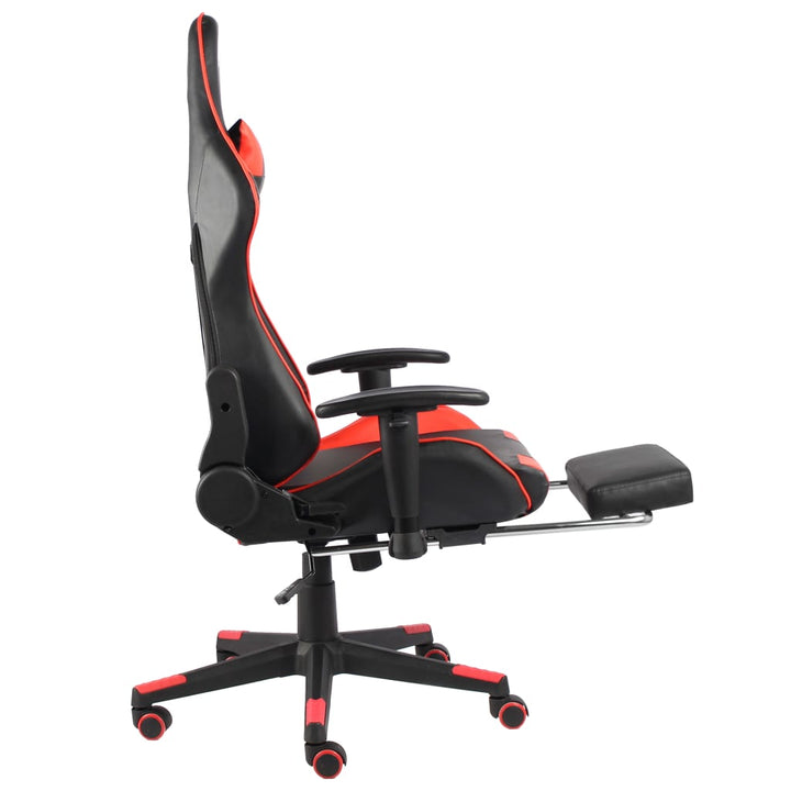 drejelig gamingstol med fodstøtte PVC rød