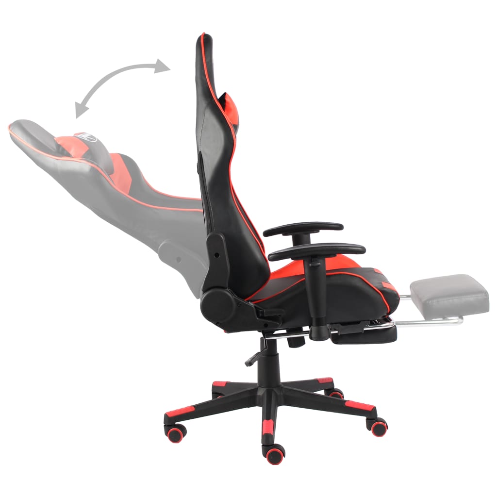 drejelig gamingstol med fodstøtte PVC rød