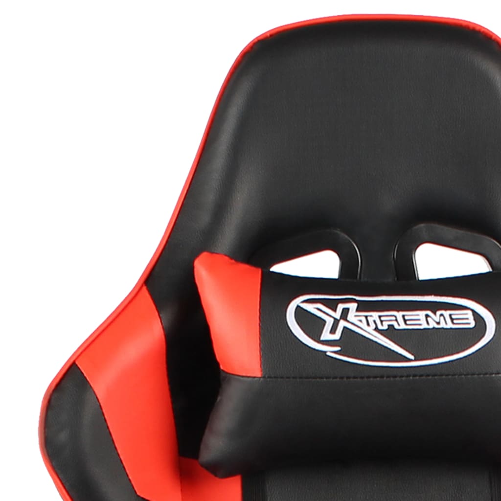 drejelig gamingstol med fodstøtte PVC rød