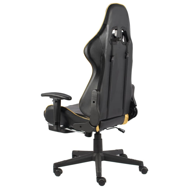 drejelig gamingstol med fodstøtte PVC guldfarvet