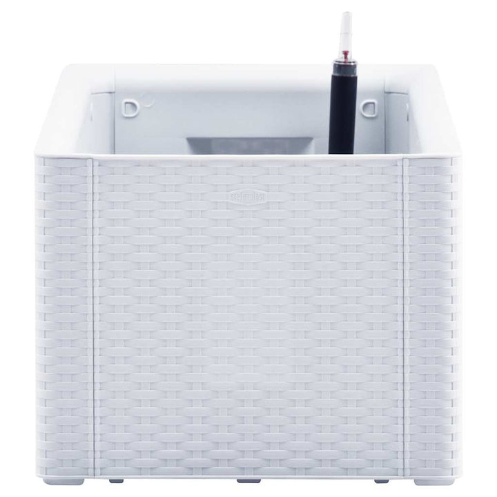 højbed med automatisk vandingssystem 100x43x33 cm hvid