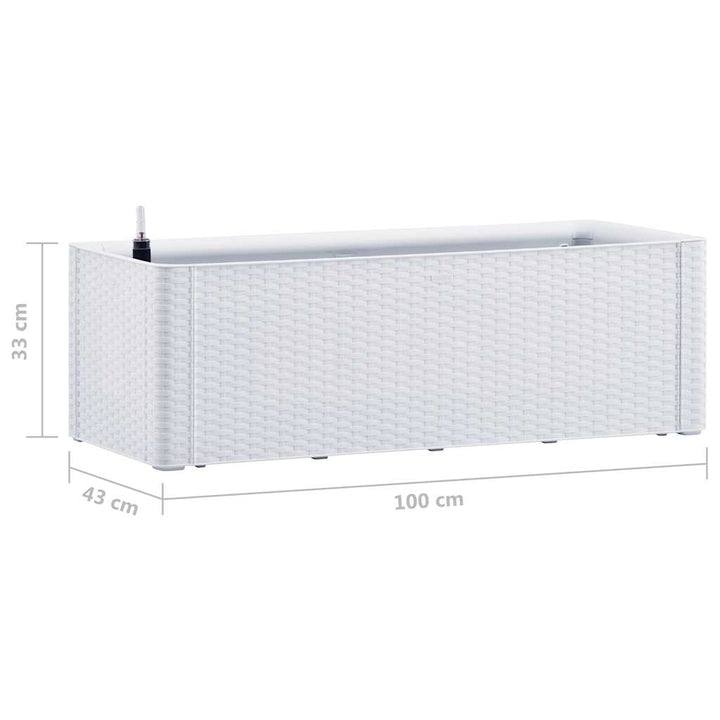 højbed med automatisk vandingssystem 100x43x33 cm hvid