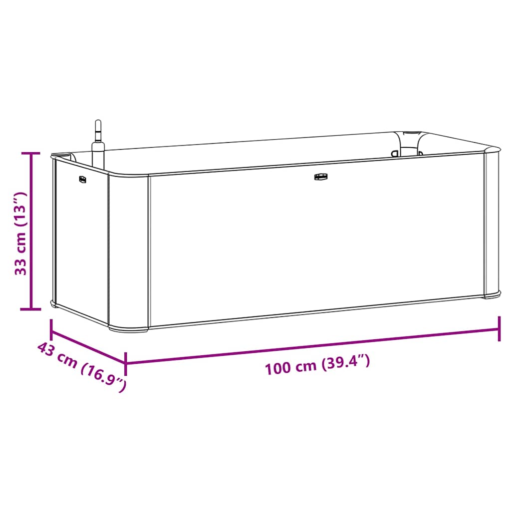 højbed med automatisk vandingssystem 100x43x33 cm hvid
