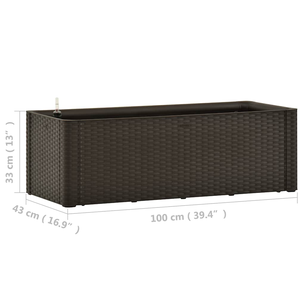 højbed med automatisk vandingssystem 100x43x33 cm mokkafarvet