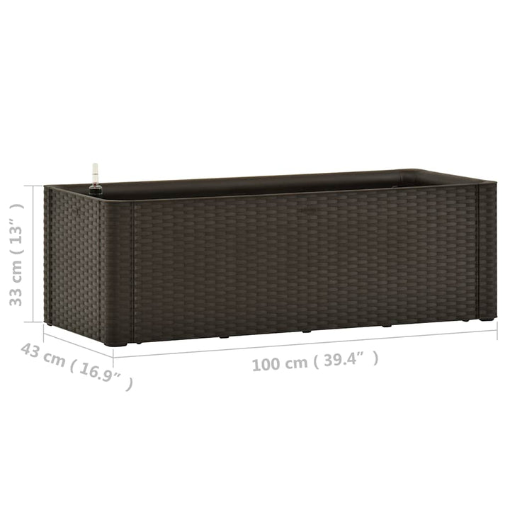 højbed med automatisk vandingssystem 100x43x33 cm mokkafarvet