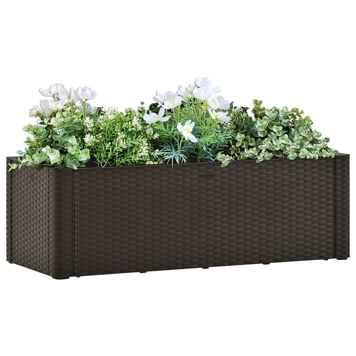 højbed med automatisk vandingssystem 100x43x33 cm mokkafarvet