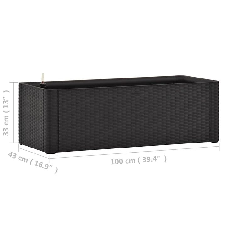 højbed med automatisk vandingssystem 100x43x33 cm antracitgrå
