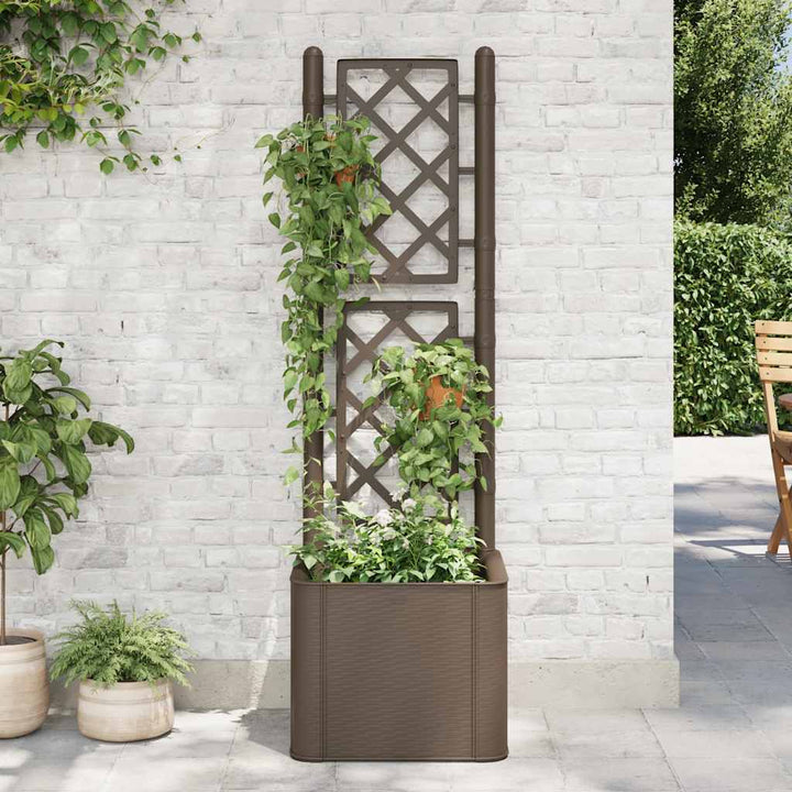 højbed med espalier og automatisk vandingssystem mokkafarvet