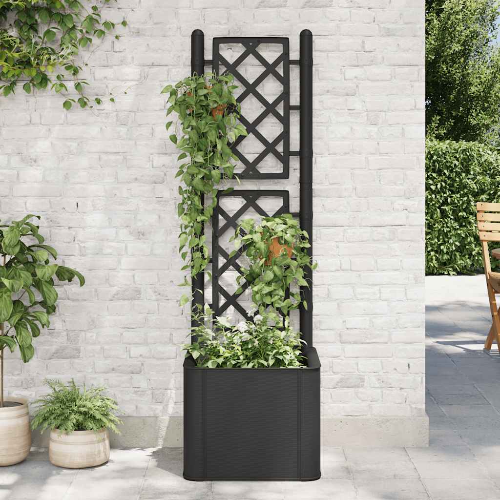 højbed med espalier og automatisk vandingssystem antracitgrå