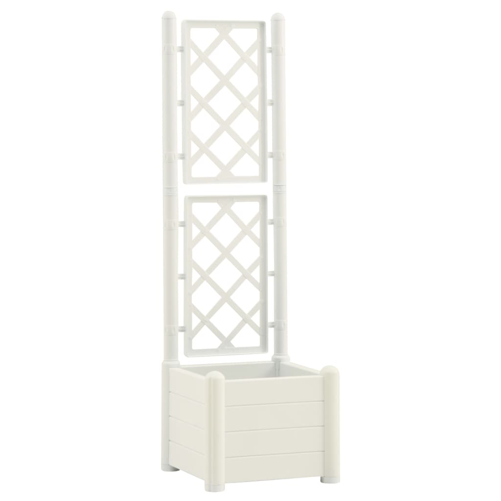 plantekasse med espalier 43x43x142 cm PP hvid