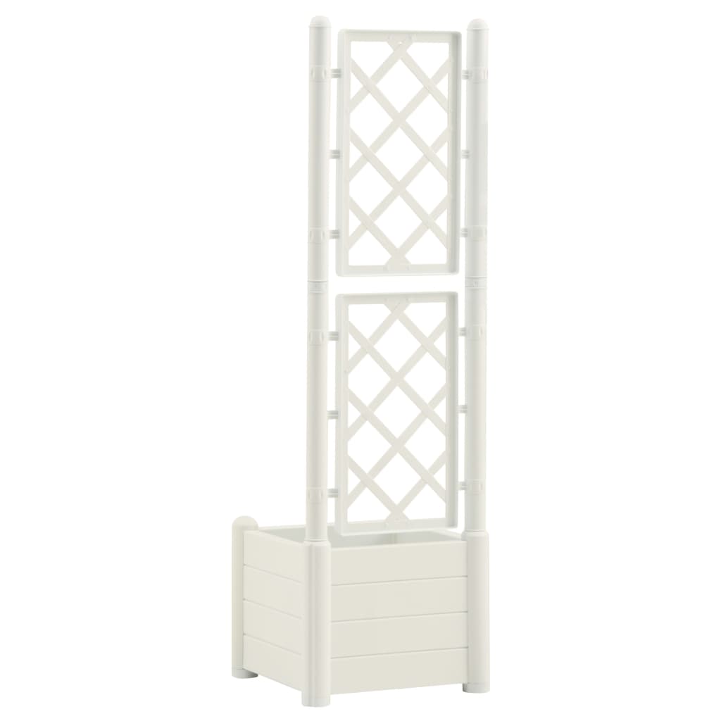 plantekasse med espalier 43x43x142 cm PP hvid