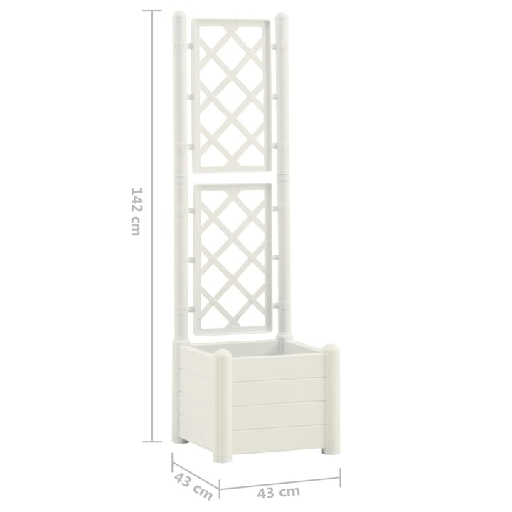 plantekasse med espalier 43x43x142 cm PP hvid