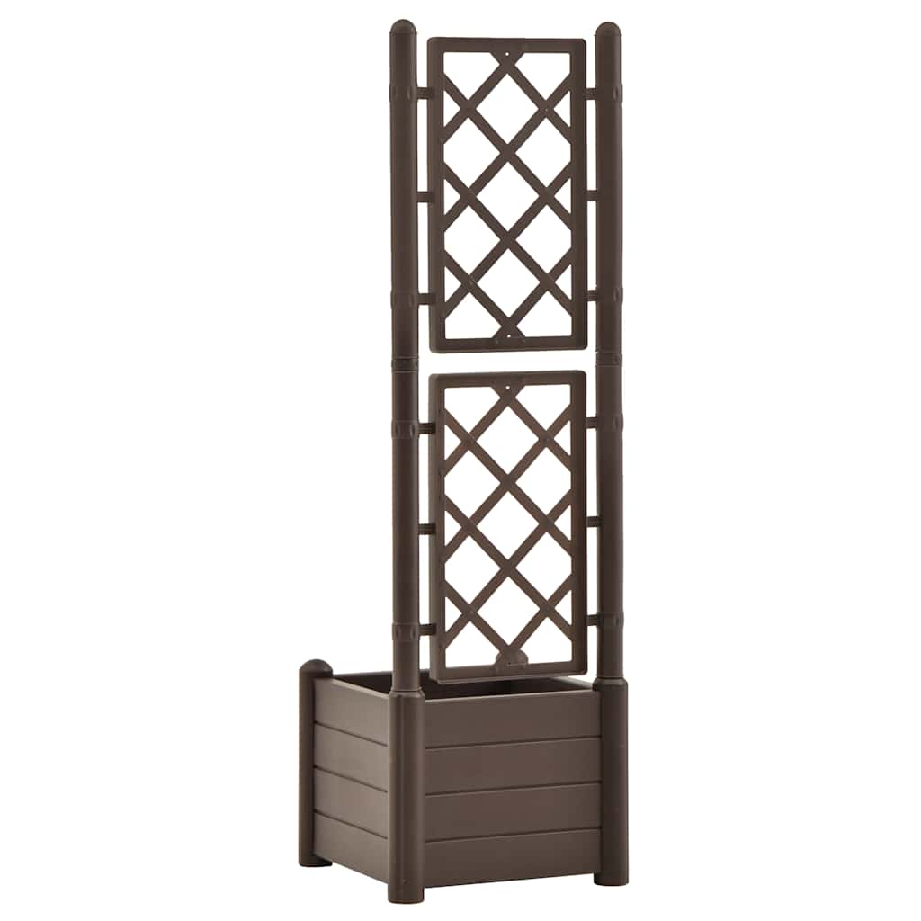 plantekasse med espalier 43x43x142 cm PP mokkafarvet