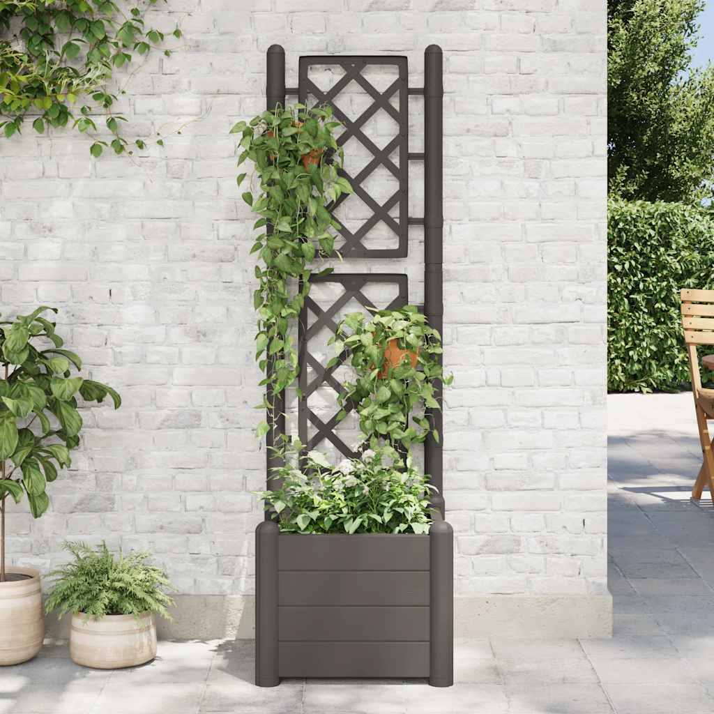 plantekasse med espalier 43x43x142 cm PP antracitgrå