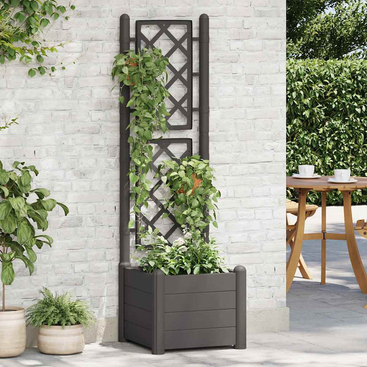 plantekasse med espalier 43x43x142 cm PP antracitgrå