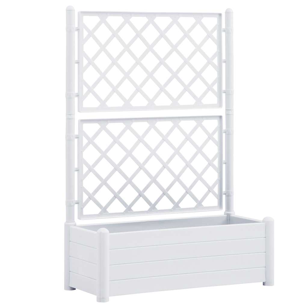 plantekasse med espalier 100x43x142 cm PP hvid