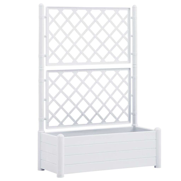 plantekasse med espalier 100x43x142 cm PP hvid
