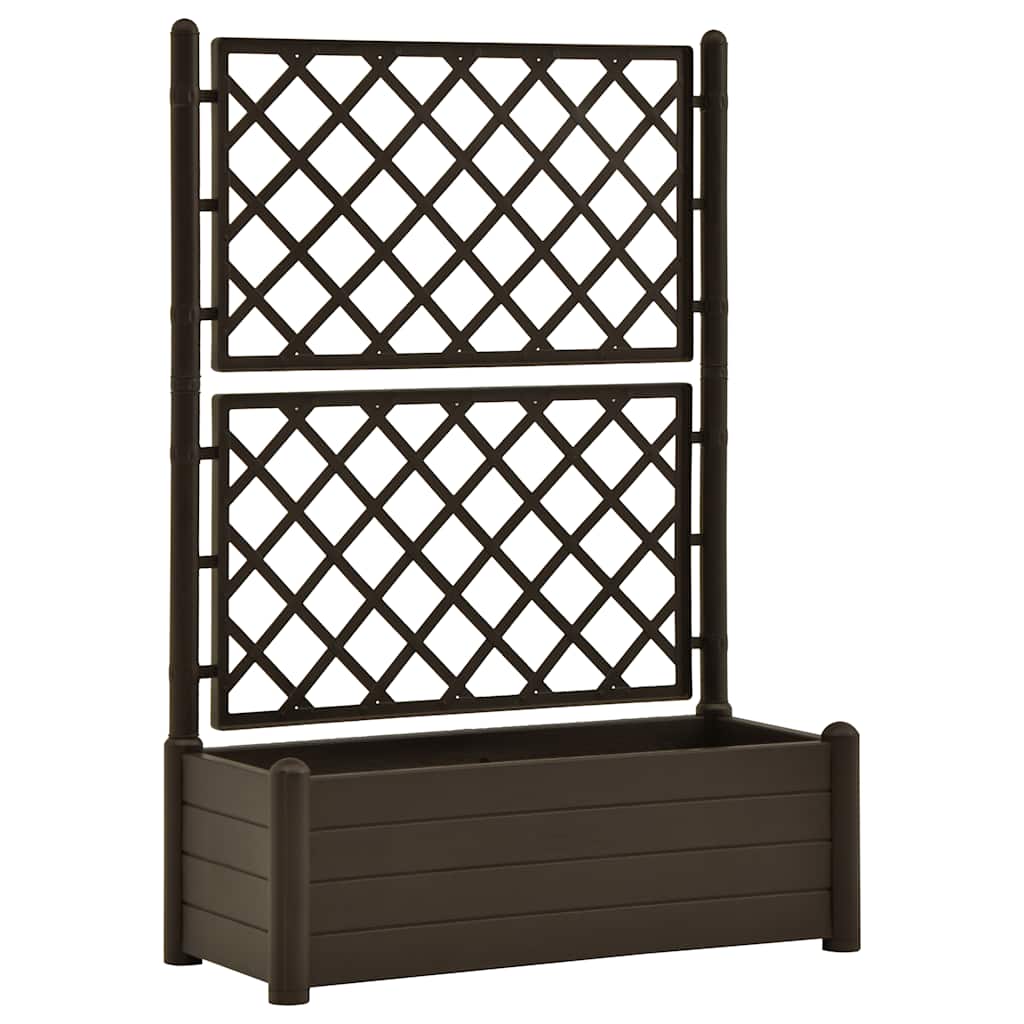 plantekasse med espalier 100x43x142 cm PP mokkafarvet