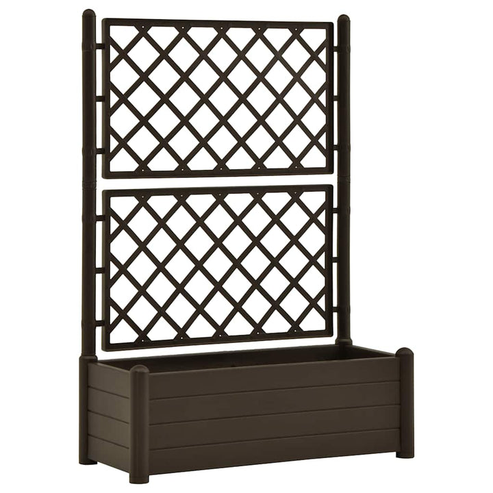 plantekasse med espalier 100x43x142 cm PP mokkafarvet