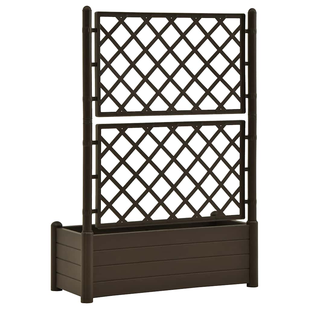 plantekasse med espalier 100x43x142 cm PP mokkafarvet