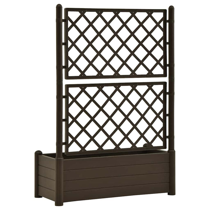plantekasse med espalier 100x43x142 cm PP mokkafarvet