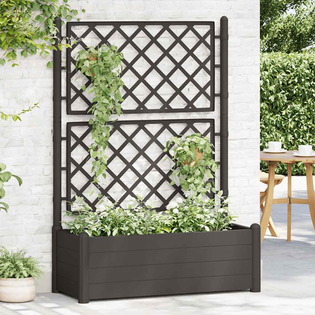 plantekasse med espalier 100x43x142 cm PP antracitgrå