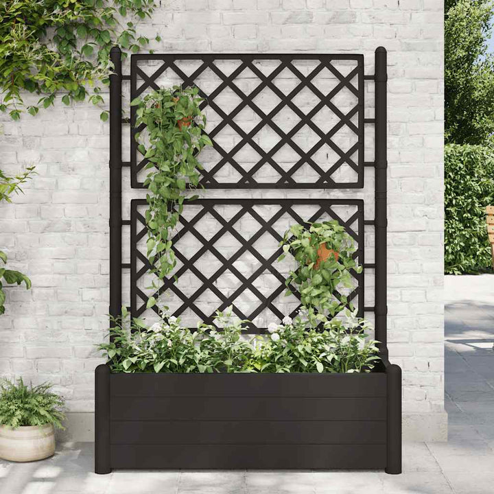 plantekasse med espalier 100x43x142 cm PP antracitgrå