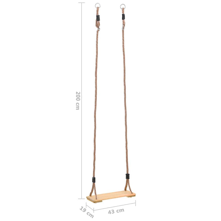 gynge med plade 200 cm massivt fyrretræ
