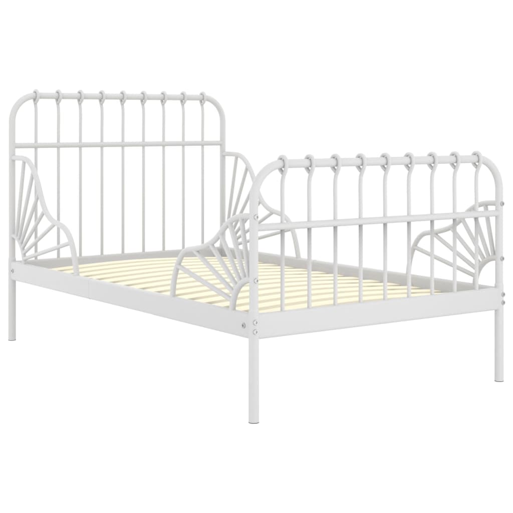 udvideligt sengestel 80x130/200 cm metal hvid
