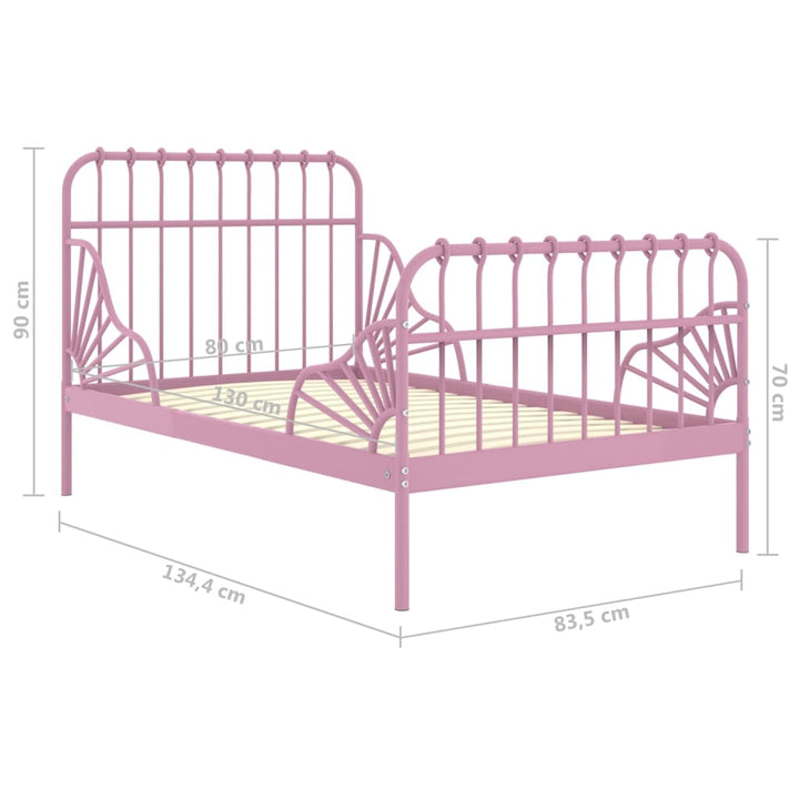 udvideligt sengestel 80x130/200 cm metal pink
