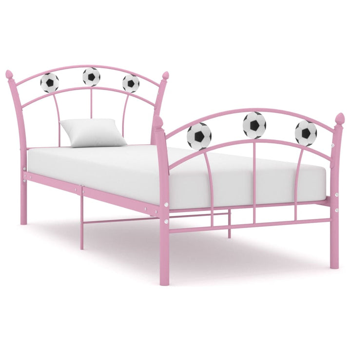 sengestel 90x200 fodbolddesign metal pink