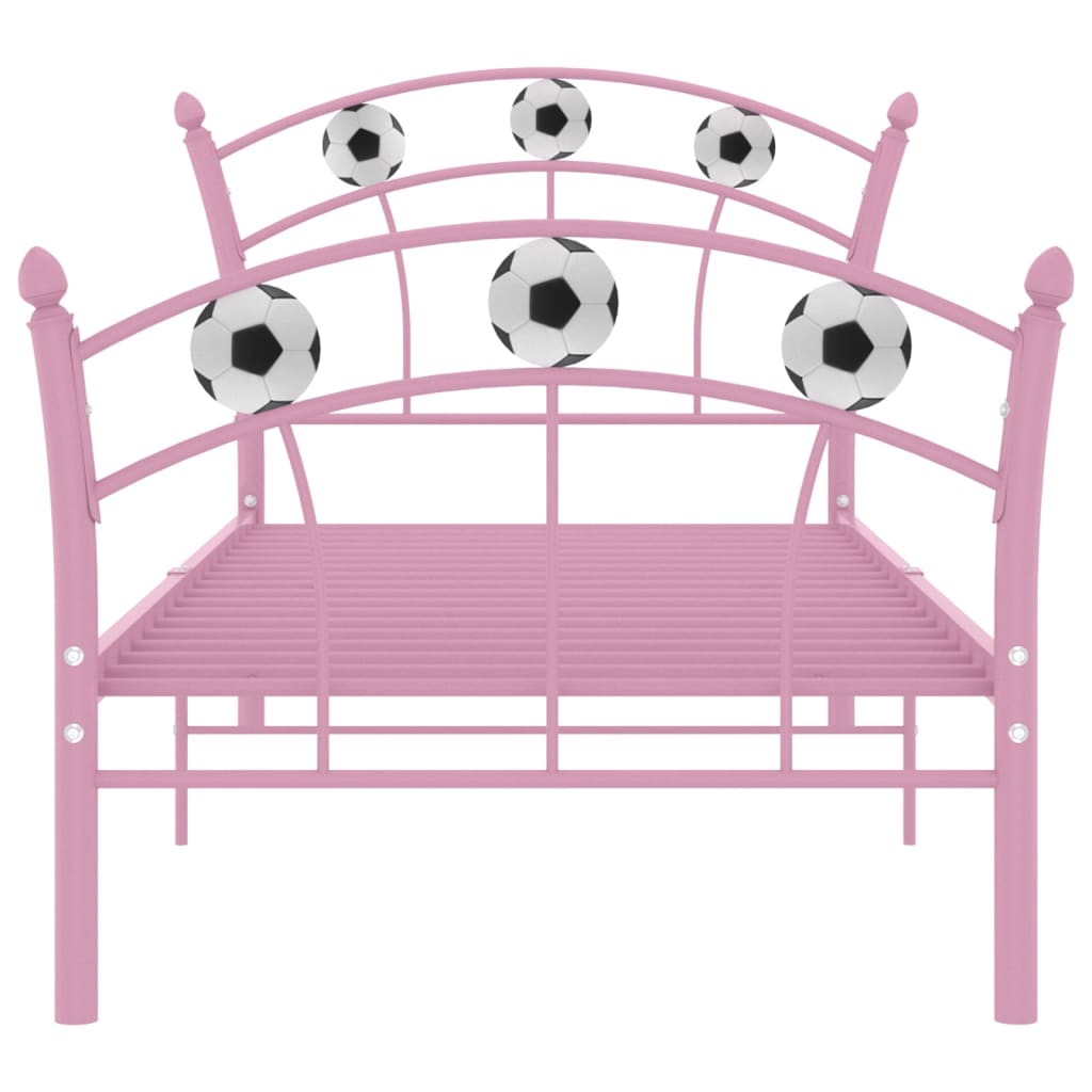 sengestel 90x200 fodbolddesign metal pink