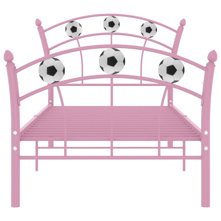 sengestel 90x200 fodbolddesign metal pink
