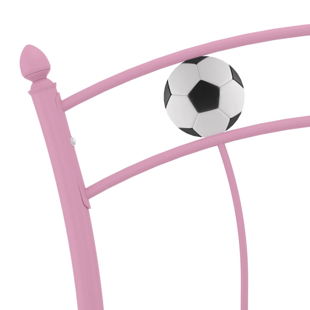 sengestel 90x200 fodbolddesign metal pink