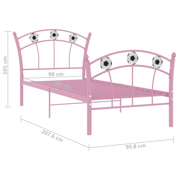 sengestel 90x200 fodbolddesign metal pink