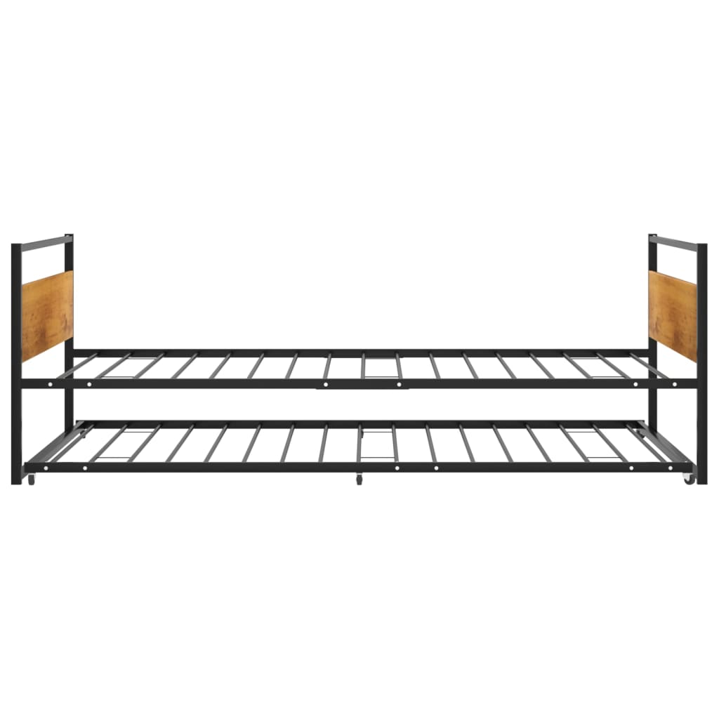 sengeramme med udtræk 90x200 cm metal sort