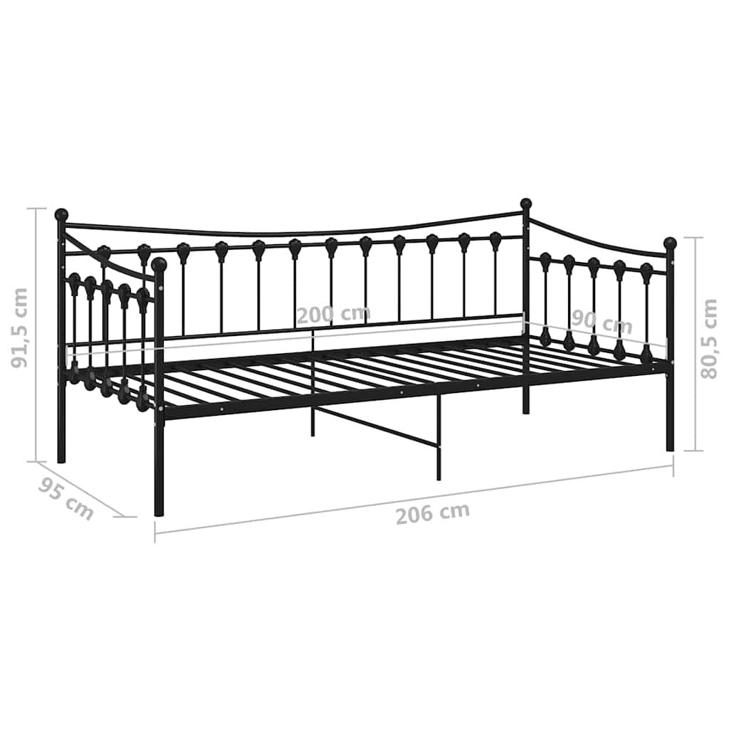 sengestel til sovesofa 90x200 cm metal sort