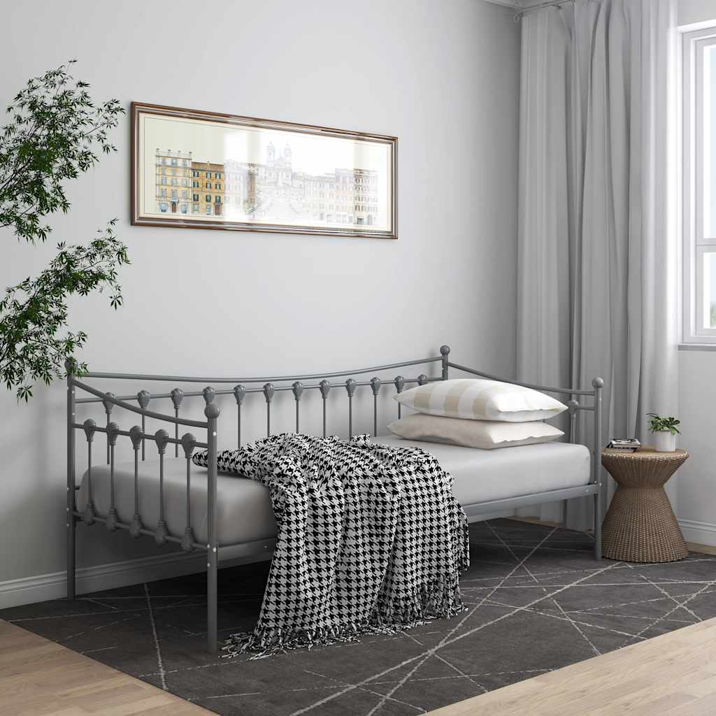 sengestel til udtræksseng 90x200 cm metal grå