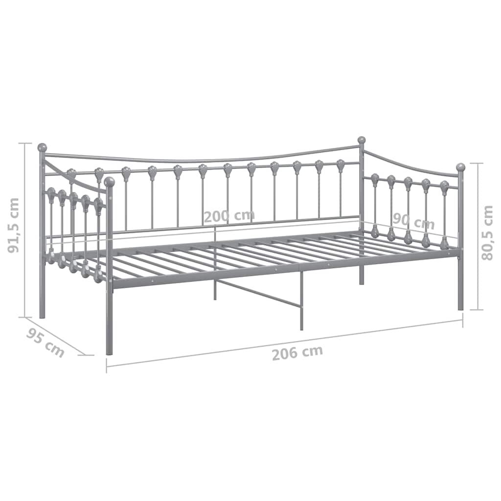 sengestel til udtræksseng 90x200 cm metal grå